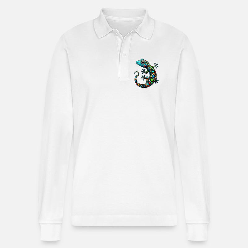 Gecko - Stanley/Stella Unisex Bio-Langarm-Poloshirt Prepster - Weiß