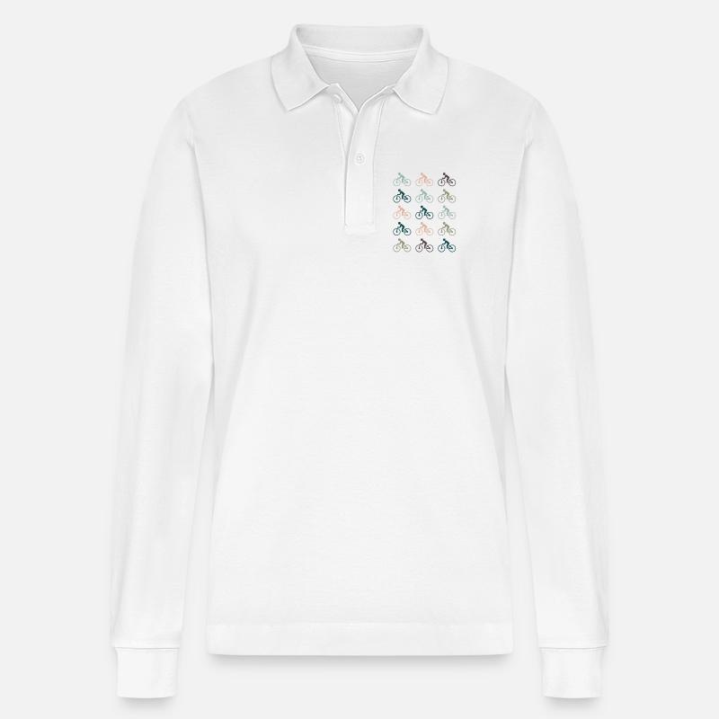 Fahrrad - Stanley/Stella Unisex Bio-Langarm-Poloshirt Prepster - Weiß