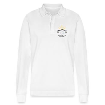 Bachelor party - Stanley/Stella Organic Unisex Long-Sleeved Polo Shirt Prepster - white - Front - Anna (173cm) & Nico (186cm)