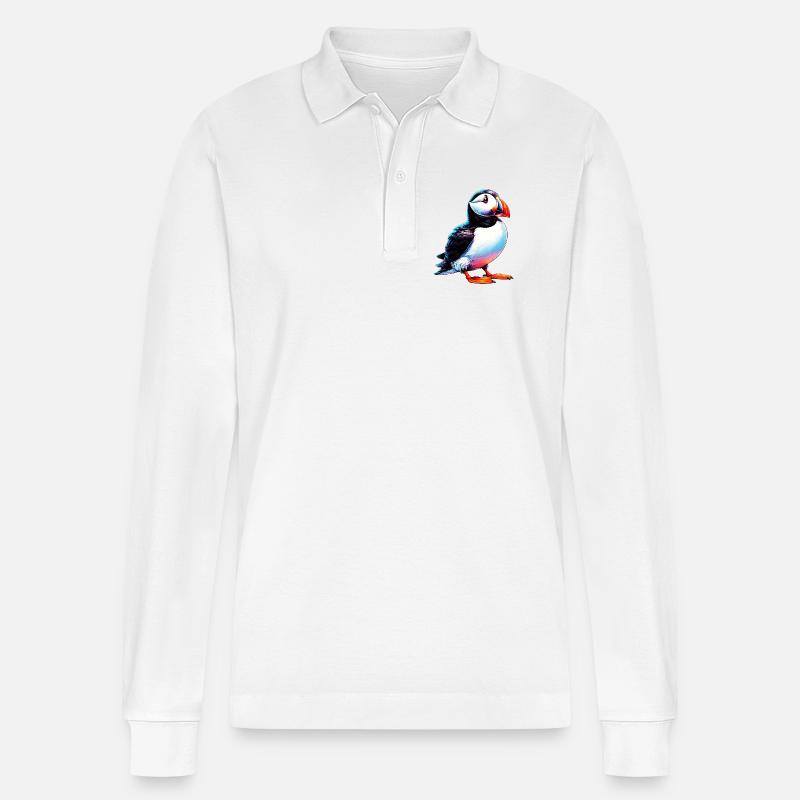 Papageitaucher - Stanley/Stella Unisex Bio-Langarm-Poloshirt Prepster - Weiß