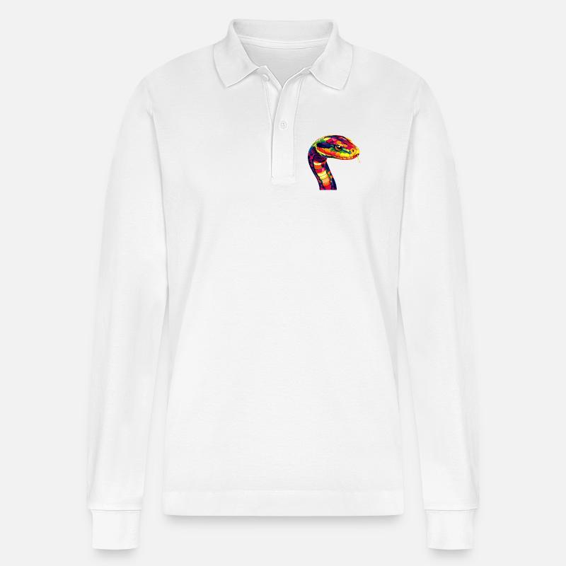 Schlange Python Kobra Mamba Klapperschlange Snake - Stanley/Stella Unisex Bio-Langarm-Poloshirt Prepster - Weiß