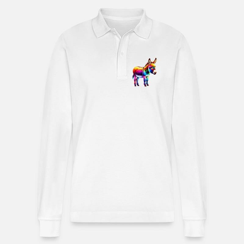 Esel-Maultier - Stanley/Stella Unisex Bio-Langarm-Poloshirt Prepster - Weiß