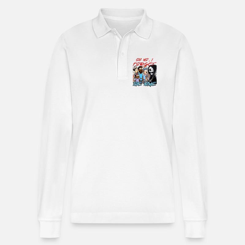 Sensenmann im Meme-Mob - Stanley/Stella Unisex Bio-Langarm-Poloshirt Prepster - Weiß