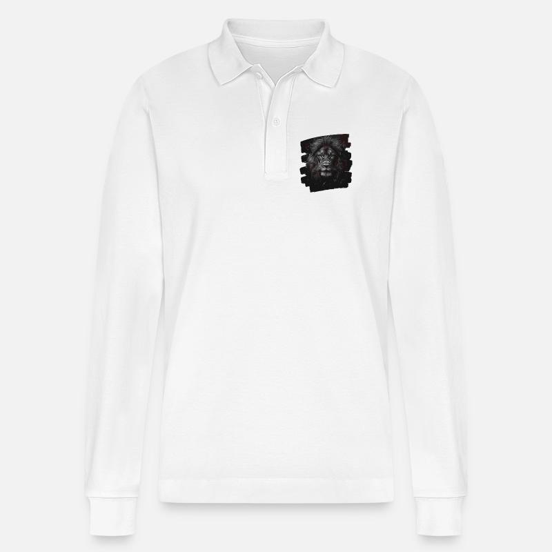 Löwe Retro - Stanley/Stella Unisex Bio-Langarm-Poloshirt Prepster - Weiß