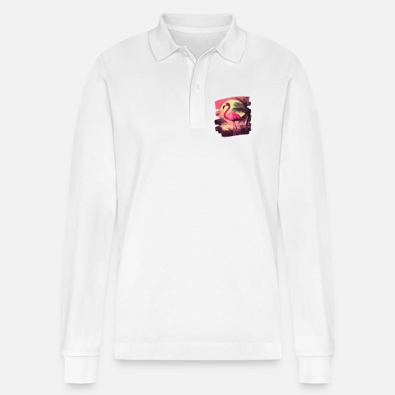 Flamingo - Stanley/Stella Unisex Bio-Langarm-Poloshirt Prepster - Weiß