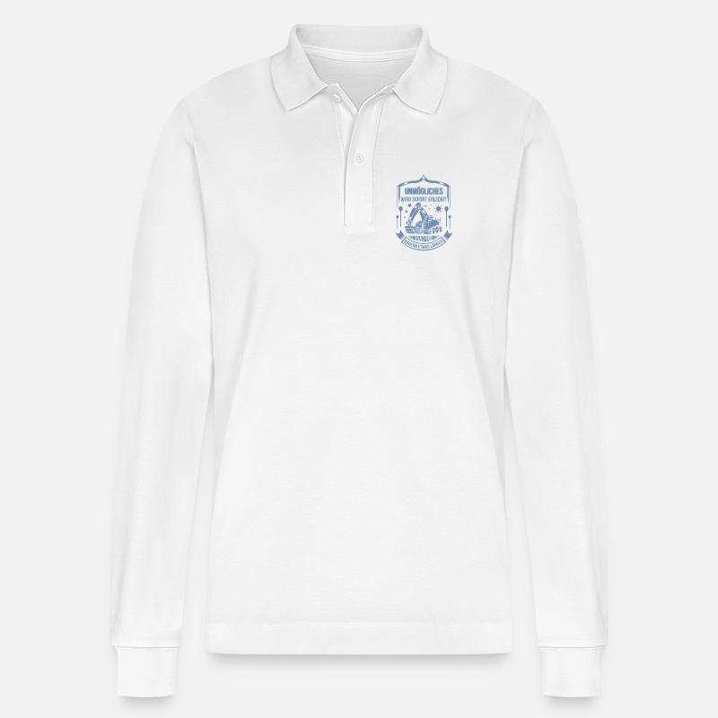 Baggerfahrer Unmögliches sofort erledigt - Stanley/Stella Unisex Bio-Langarm-Poloshirt Prepster - Weiß