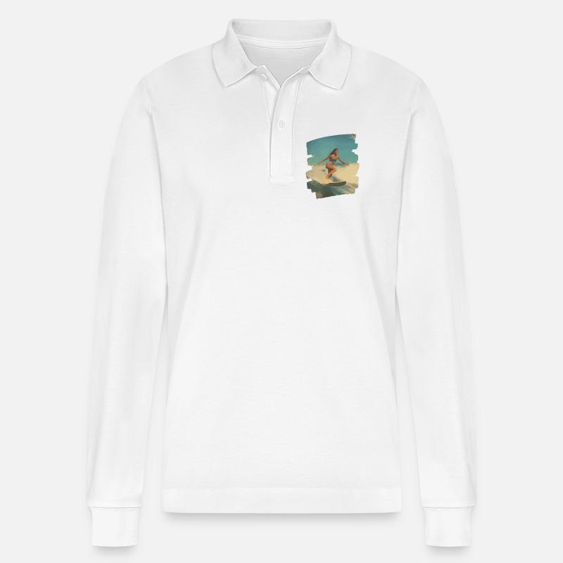 Surfer - Stanley/Stella Unisex Bio-Langarm-Poloshirt Prepster - Weiß