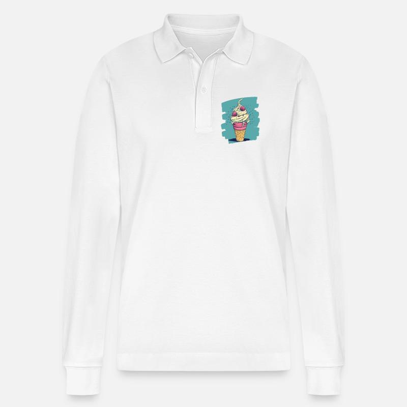 Eiscreme Eis - Stanley/Stella Unisex Bio-Langarm-Poloshirt Prepster - Weiß