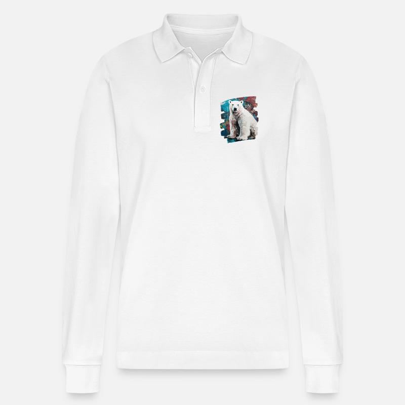 Eisbär Graffiti Sprayer - Stanley/Stella Unisex Bio-Langarm-Poloshirt Prepster - Weiß