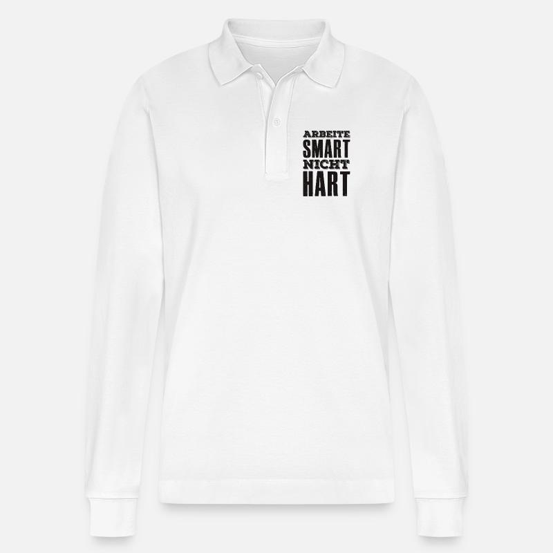 Arbeite Smart nicht hart Spruch Unternehmer - Stanley/Stella Unisex Bio-Langarm-Poloshirt Prepster - Weiß