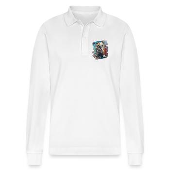 Bulldogge Kampfhund - Stanley/Stella Unisex Bio-Langarm-Poloshirt Prepster - Weiß - Vorne - Anna (173cm) & Nico (186cm)
