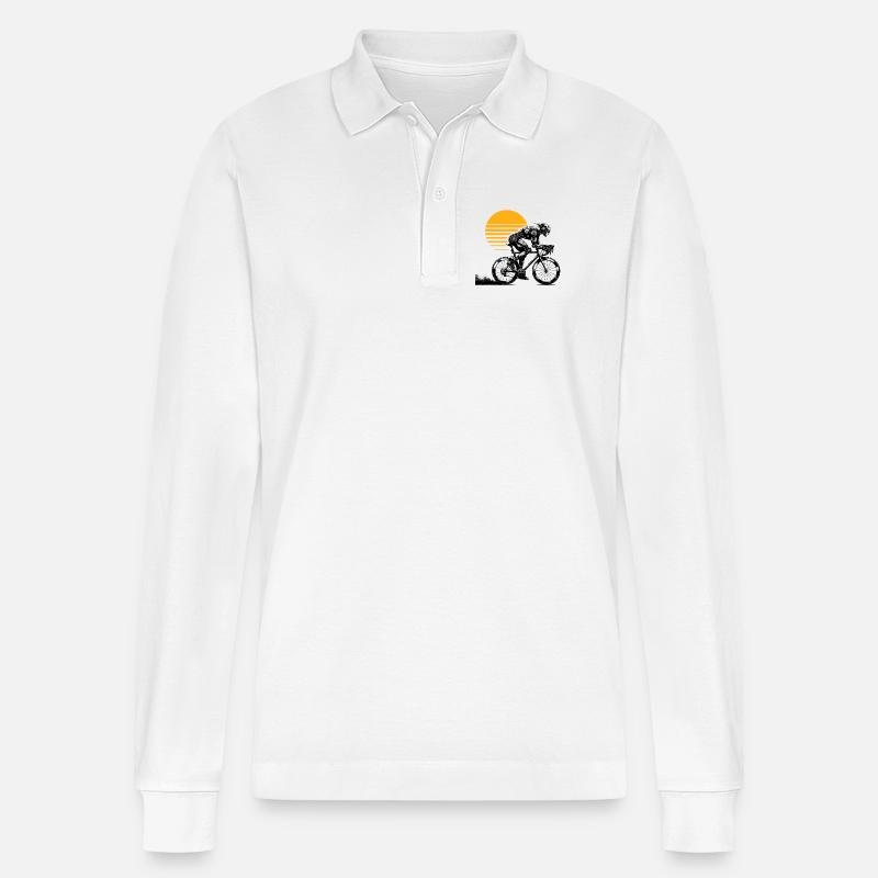 Robot Cycling - Stanley/Stella Unisex Bio-Langarm-Poloshirt Prepster - Weiß