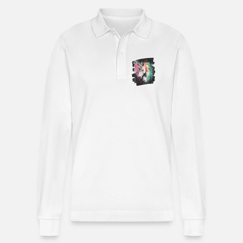Einhorn - Stanley/Stella Unisex Bio-Langarm-Poloshirt Prepster - Weiß