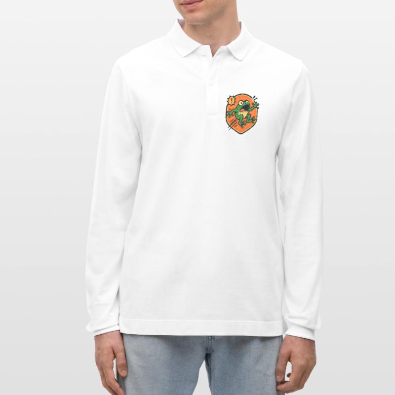 Panikfrosch-Abzeichen Stanley/Stella Unisex Bio-Langarm-Poloshirt Prepster