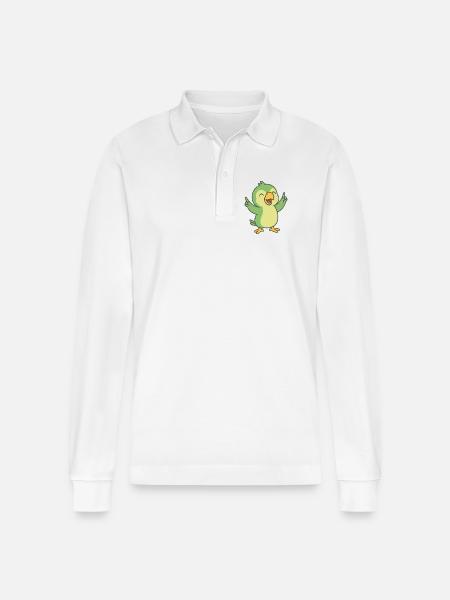 Party Parrot - Stanley/Stella Organic Unisex Long-Sleeved Polo Shirt Prepster - white