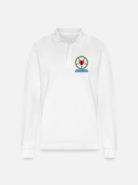 Lutherrose Martin Luther Symbol Wappen - Stanley/Stella Unisex Bio-Langarm-Poloshirt Prepster - Weiß