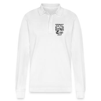 Germany Girls Trip 2027 - Stanley/Stella Organic Unisex Long-Sleeved Polo Shirt Prepster - white - Front - Anna (173cm) & Nico (186cm)