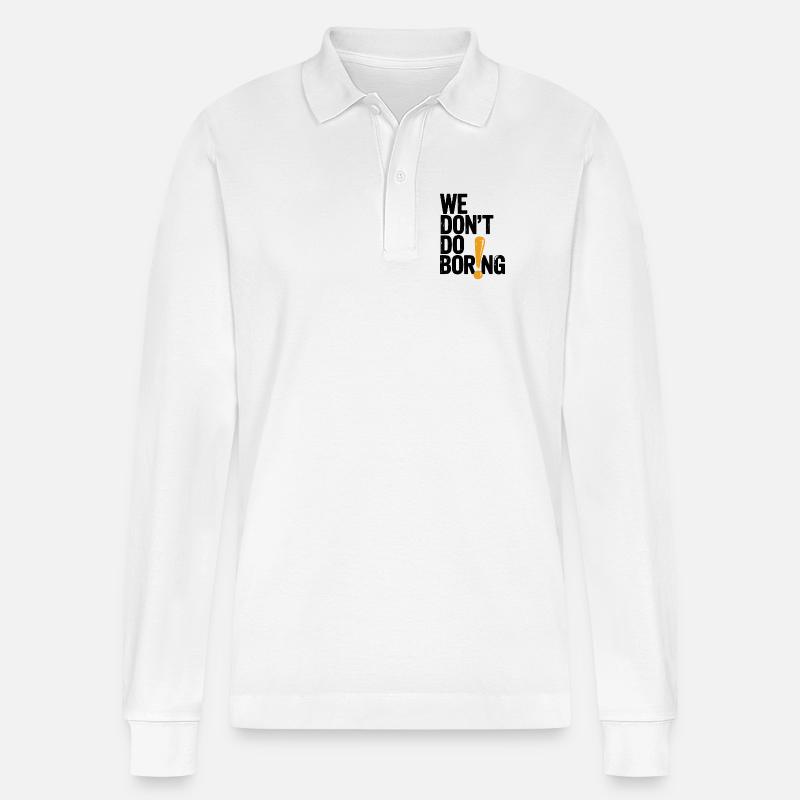 Wir langweilen nicht mit Ausrufezeichen - Stanley/Stella Unisex Bio-Langarm-Poloshirt Prepster - Weiß