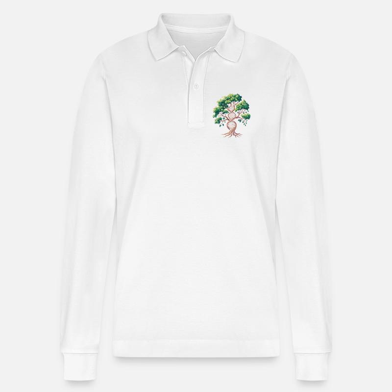 Lebensbaum DNA Verschmelzung - Stanley/Stella Unisex Bio-Langarm-Poloshirt Prepster - Weiß