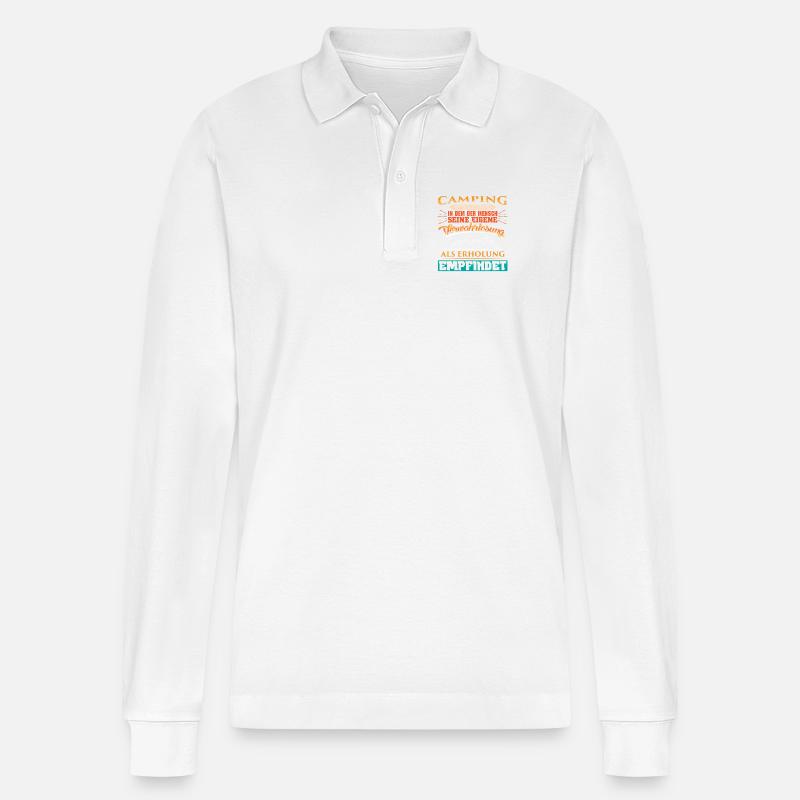 Camper Camping Wohnwagen Spruch - Stanley/Stella Unisex Bio-Langarm-Poloshirt Prepster - Weiß
