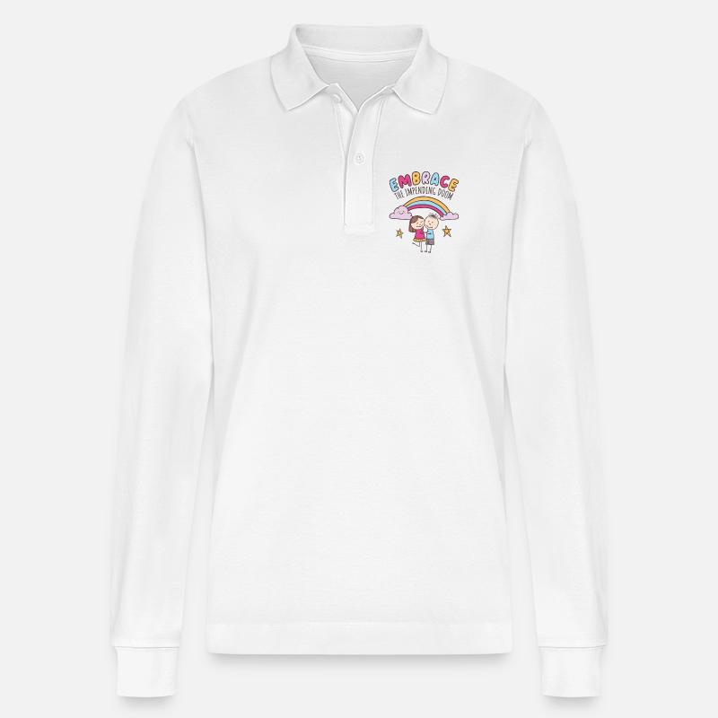 Umarme das drohende Unheil - Stanley/Stella Unisex Bio-Langarm-Poloshirt Prepster - Weiß