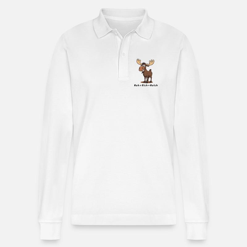 Reh + Elch = Relch - Stanley/Stella Unisex Bio-Langarm-Poloshirt Prepster - Weiß