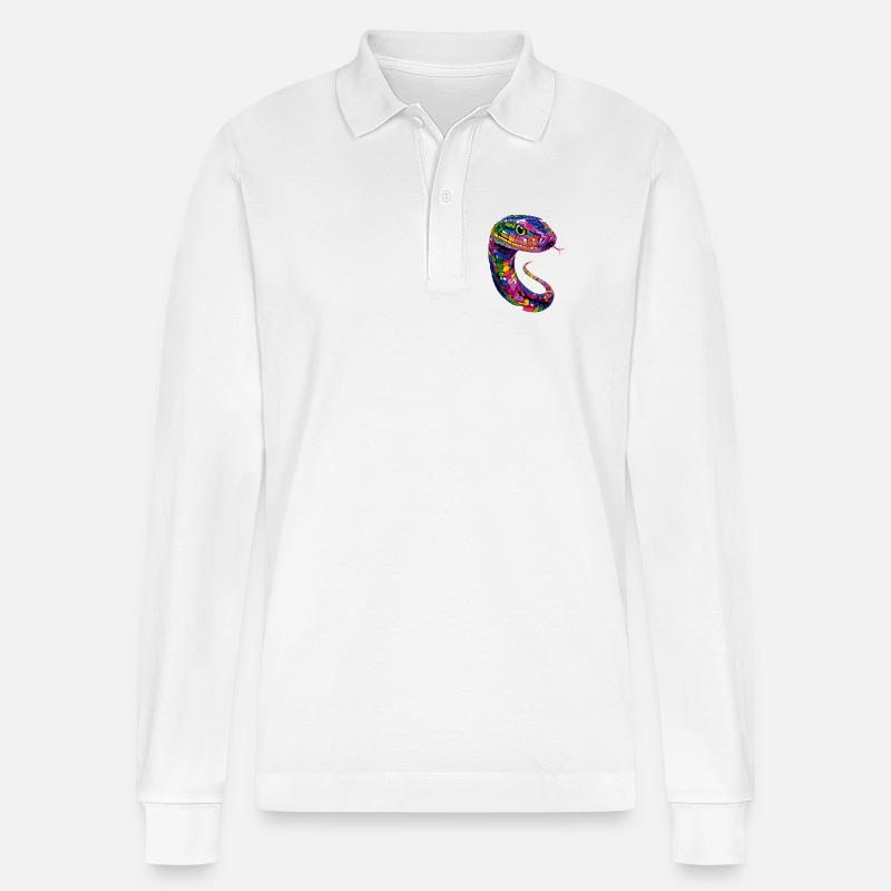 Schlange Python Kobra Klapperschlange Schlangen - Stanley/Stella Unisex Bio-Langarm-Poloshirt Prepster - Weiß