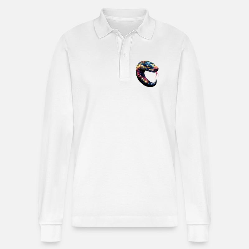 Schlange Python Kobra Klapperschlange Schlangen - Stanley/Stella Unisex Bio-Langarm-Poloshirt Prepster - Weiß