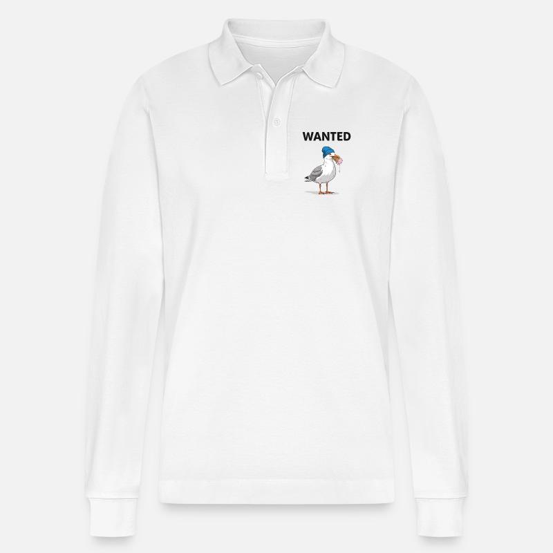 Gesucht Möwe Eiscreme Abenteuer - Stanley/Stella Unisex Bio-Langarm-Poloshirt Prepster - Weiß