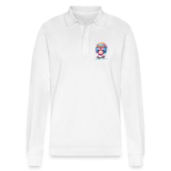 Kunterbunter Skate Hedgehog - Stanley/Stella Unisex Bio-Langarm-Poloshirt Prepster - Weiß - Vorne - Anna (173cm) & Nico (186cm)