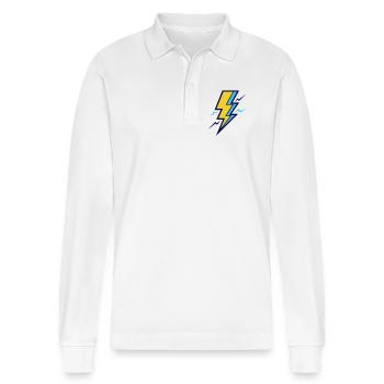 Yellow and Blue Ray - Stanley/Stella Organic Unisex Long-Sleeved Polo Shirt Prepster - white - Front - Anna (173cm) & Nico (186cm)