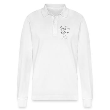 Patience from coffee on - Stanley/Stella Organic Unisex Long-Sleeved Polo Shirt Prepster - white - Front - Anna (173cm) & Nico (186cm)