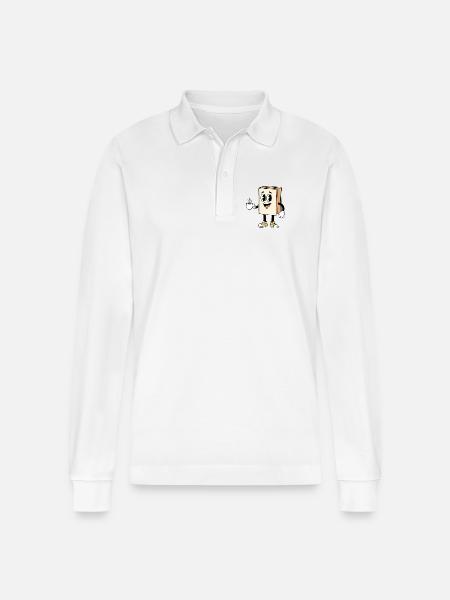 Cartoon Book Coffee Lover Reading - Stanley/Stella Organic Unisex Long-Sleeved Polo Shirt Prepster - white