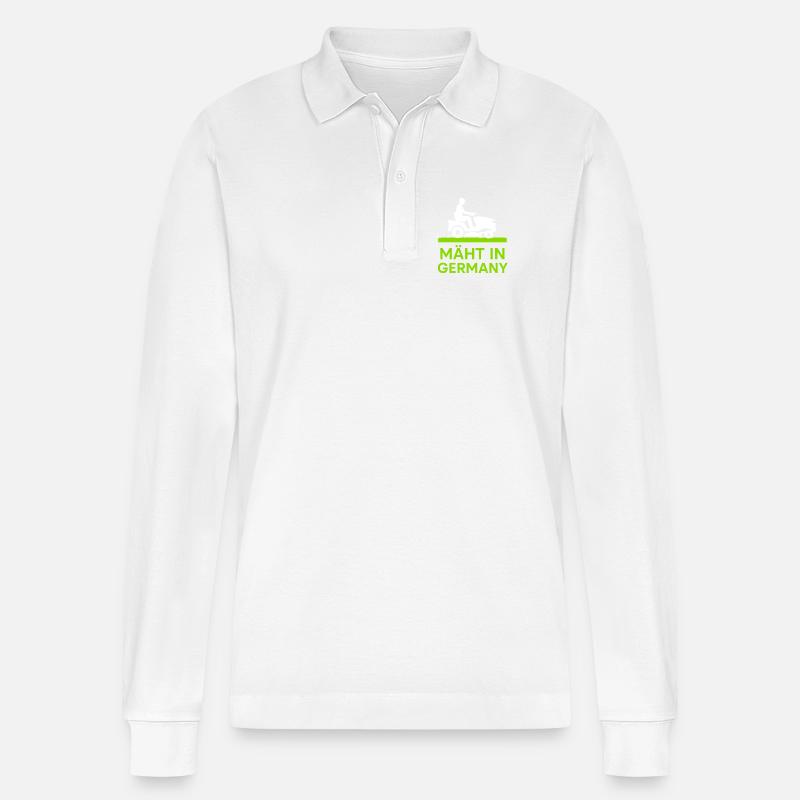 Mäht in Germany  - Stanley/Stella Unisex Bio-Langarm-Poloshirt Prepster - Weiß