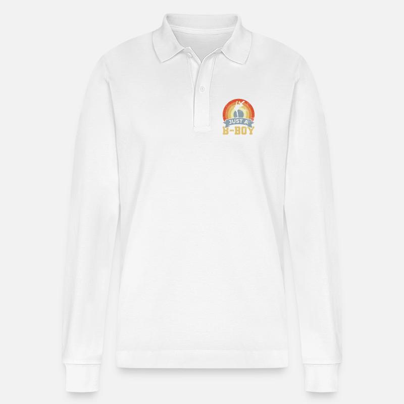 Breakdancer Junge - Stanley/Stella Unisex Bio-Langarm-Poloshirt Prepster - Weiß