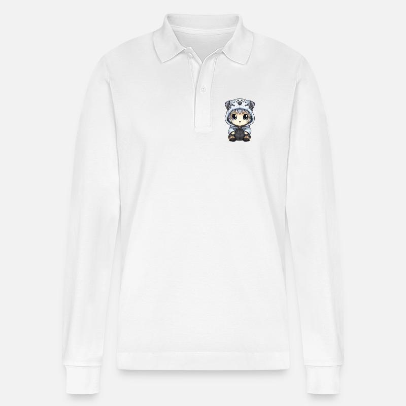 Schneeleopard Winter leopard Baby - Stanley/Stella Unisex Bio-Langarm-Poloshirt Prepster - Weiß