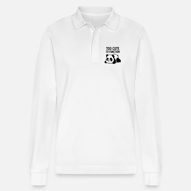 Too Cute To Function Panda - Stanley/Stella Unisex Bio-Langarm-Poloshirt Prepster - Weiß