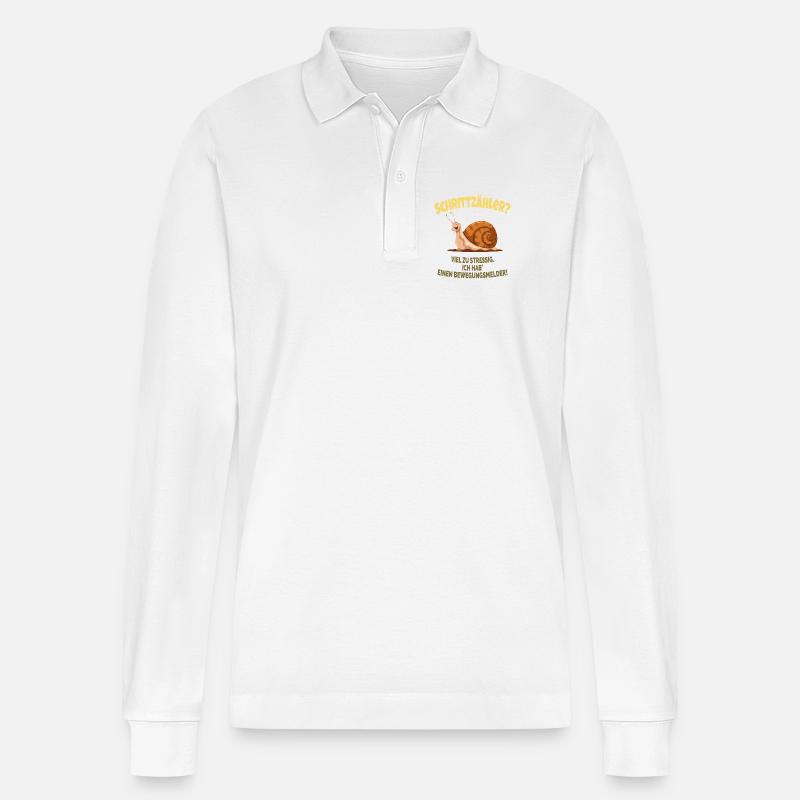 Schrittzähler? Ich hab einen Bewegungssmelder! - Stanley/Stella Unisex Bio-Langarm-Poloshirt Prepster - Weiß