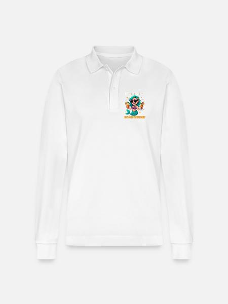 The location is drunken, mermaid - Stanley/Stella Organic Unisex Long-Sleeved Polo Shirt Prepster - white