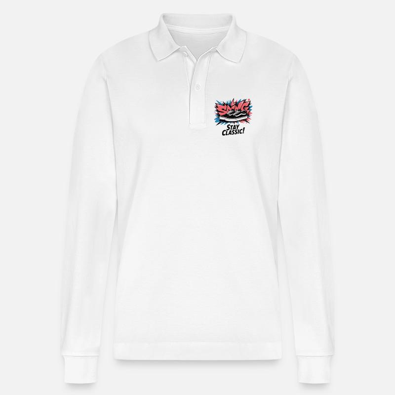 Bleiben Sie klassisch Pop Art - Stanley/Stella Unisex Bio-Langarm-Poloshirt Prepster - Weiß