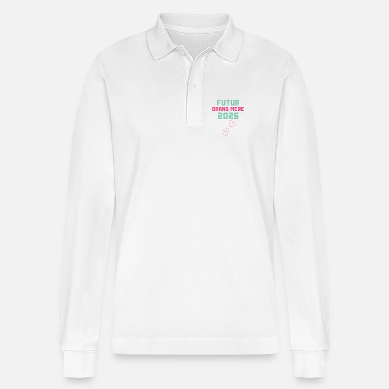 Zukünftige Großmutter 2026 - Stanley/Stella Unisex Bio-Langarm-Poloshirt Prepster - Weiß