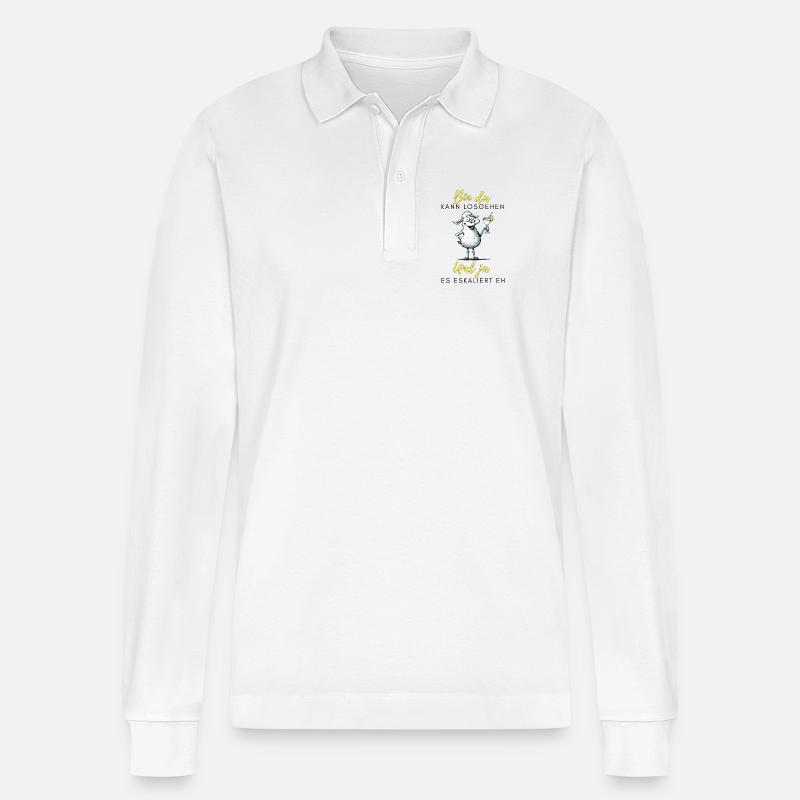 Bin da Und ja Partyschaf - Stanley/Stella Unisex Bio-Langarm-Poloshirt Prepster - Weiß