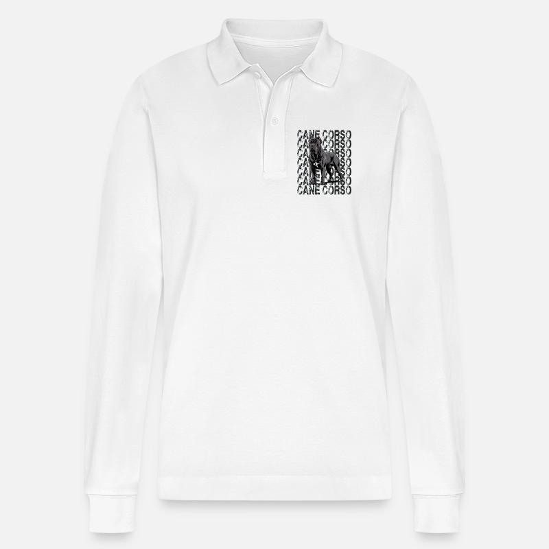 Cane Corso Lover Design - Polo a manica lunga ecologica unisex Prepster di Stanley/Stella - bianco