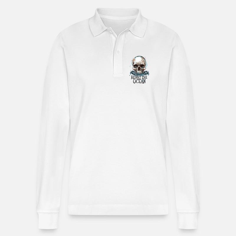 Diver Ocean Respect Dive - Stanley/Stella Unisex Bio-Langarm-Poloshirt Prepster - Weiß