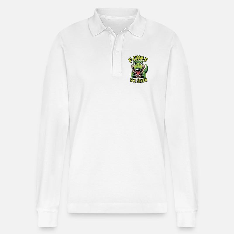 Cawing Rex Six Seven Tee - Stanley/Stella Unisex Bio-Langarm-Poloshirt Prepster - Weiß