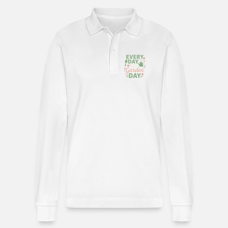 Every Day is a Garden Day - Stanley/Stella Unisex Bio-Langarm-Poloshirt Prepster - Weiß