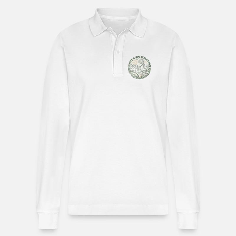 Nur eine Silvester-Gansparty 2026 - Stanley/Stella Unisex Bio-Langarm-Poloshirt Prepster - Weiß