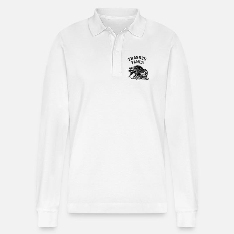 Trashed Panda - Stanley/Stella Unisex Bio-Langarm-Poloshirt Prepster - Weiß