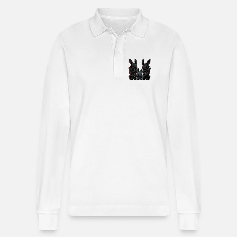 osterhase ninja dabbing, bunny mit katanas - Stanley/Stella Unisex Bio-Langarm-Poloshirt Prepster - Weiß