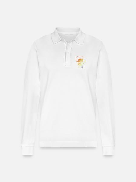 Little Banjoist Comic - Stanley/Stella Organic Unisex Long-Sleeved Polo Shirt Prepster - white